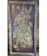 Old Vintage Hand Tooled Copper Metal Tray Wall Plaque Urn Flowers Floral... - $147.05 CAD