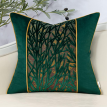 Green Twigs Throw Pillow Cover Velvet Branches Velvet Cushion Case Neut - $777.87 MXN