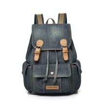 Vintage Backpack Denim Women Travel Backpa Teenagers Girls Large Capacity Backpa - £41.39 GBP
