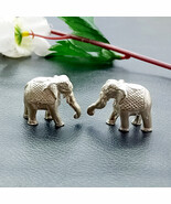 Solid 925 Sterling Silver Customized Elephant Statue Idols, Trunk Down Elephant - $74.11