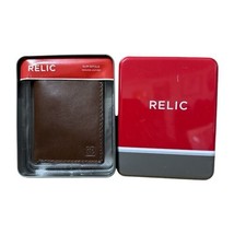 Relic Mens Brown Slim Bifold Genuine Leather Wallet w/Card Slots Unused - £11.37 GBP