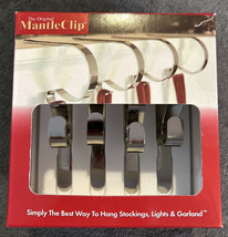 The Original Mantle Clip - Silver Polished Metal Stocking Holders Set of 4 - £7.44 GBP