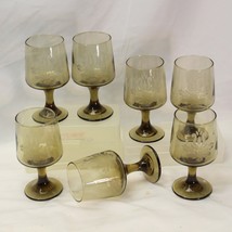 Pfaltzgraff Village Goblets 5.75&quot; Brown Etched Lot of 7 - £25.84 GBP