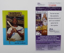 Hank Aaron Signed 1982 Baseball Immortals Baseball Card 177 1st Printing JSA COA - £299.61 GBP