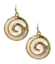 Swirl Abalone Round Dangle Drop Earrings Gold - £11.90 GBP
