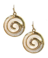 Swirl Abalone Round Dangle Drop Earrings Gold - £11.85 GBP