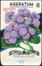 Group of 12 Colorful Semi-Dwarf Imperial Blue Ageratum Lone Star 10¢ Seed Packs - £9.03 GBP