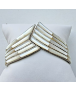 JD DESIGNER  925 STERLING SILVER MOTHER OF PEARL  CHEVRON  BANGLE BRACELET - $3,158.44 MXN