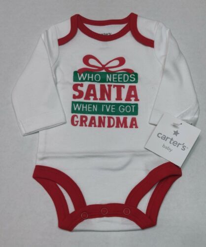 Carter's Christmas Bodysuit For Boys or Girls Newborn Size Santa and Grandma - £7.19 GBP