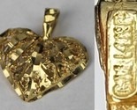 vintage 14K GOLD solid plumb necklace pendant 3/4&quot; 1.3g &quot;GM&quot; HEART - $149.99