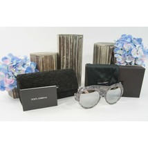 Dolce & Gabbana Silver Lace Oversized Butterfly Logo Acrylic Sunglasses NWT Case - £137.77 GBP