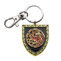 House of The Dragon Targaryen Shield Enamel Keychain Black - $14.98