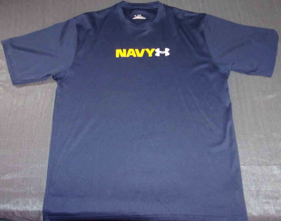 NWOT UNDER ARMOUR HEAT GEAR DARK BLUE SHORT SLEEVE USN US NAVY T-SHIRT S... - $22.94