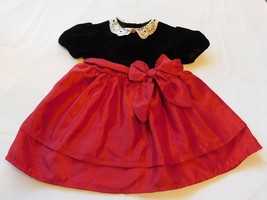 Rose Cottage Girl&#39;s Baby Dress Velvet Satin Pretty Dres Size 24 Months B... - £12.33 GBP