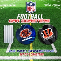Football Car Coasters, Football Car Coaster, NFL Gifts, NFL Car Accessor... - $10.00