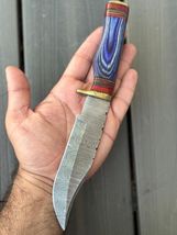 10” Bowie Knife Forged Damascus Fixed Blade Hunting Tactical Knives With... - $23.72