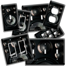 LIGHT SWITCH OUTLET WALL PLATE BLACK STEREO SPEAKERS TWEETERS MUSIC STUD... - $11.15+