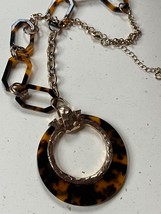 Estate Chunky Goldtone Chain w Faux Tortoise Shell Plastic Links &amp; Large Open Ci - £8.92 GBP