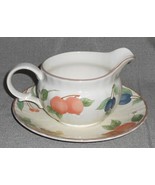 2 pc Mikasa FRUIT PANORAMA PATTERN Gravy Boat w/Underplate - $24.74