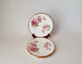 Royal Albert AMERICAN BEAUTY Pink Roses Bread Plates ~ Set of 4 - £27.14 GBP