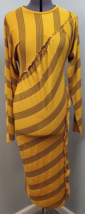 Zara Long Maxi Dress Women Small Multi Stripe Ruffle Trim Long Sleeve Round Neck - $27.66