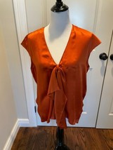 NWOT Yves Saint Laurent Silk Pumpkin Bow Front Sleeveless Blouse SZ FR 4... - $247.50