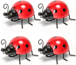 Metal Garden Decor for outside Cute Ladybugs Yard Art Lawn Ornaments Wall Sculpt - £14.67 GBP