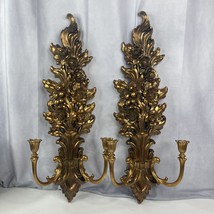 VTG Pair Hollywood Regency MCM Syroco 4133 Wall SCONCE Candle Holder 26”x10” - £66.40 GBP