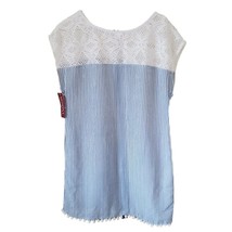 Merona Blue Striped Casual Lace Detail Dress - £9.85 GBP