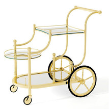 3-Tier Home Bar Serving Cart on Wheels with Mirrored Shelves-Golden - Color: Gol - €191,90 EUR