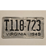 VIRGINIA - 1949 License Plate #T118-723 - Silver &amp; Black - Vintage - Man... - £37.47 GBP