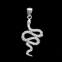 1Ct Brilliant Simulated Diamond Snake Pendant 14k White Gold Plated Charm VVS1 - £47.30 GBP