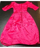 Handmade 1960s Pink Satin 3/4 Sleeve Midi Length Dress Lined Womens Size... - $457.49 MXN
