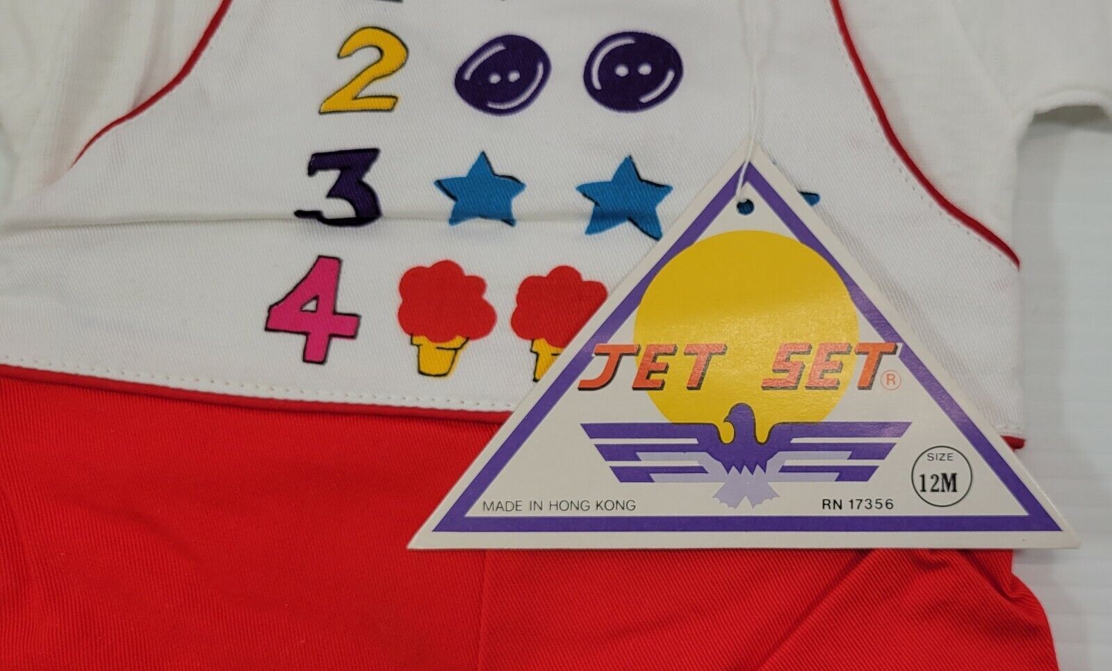 AJ) Vintage Jet Set Baby Overalls Cotton Outfit Numbers 12 Months Item image 2