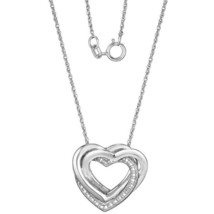 Véritable Diamant Accent Imbrication Coeur Chaîne Pendentif 14K or Blanc Plaqué - £144.13 GBP