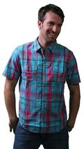 LRG Lifted Research Group Hit and Run Short Sleeve Turquoise Woven Shirt... - $26.15