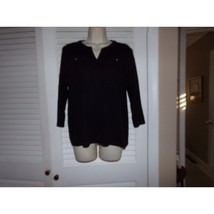 Kim Rogers Petites black w/silver buttons knit top PL EUC - $5.95