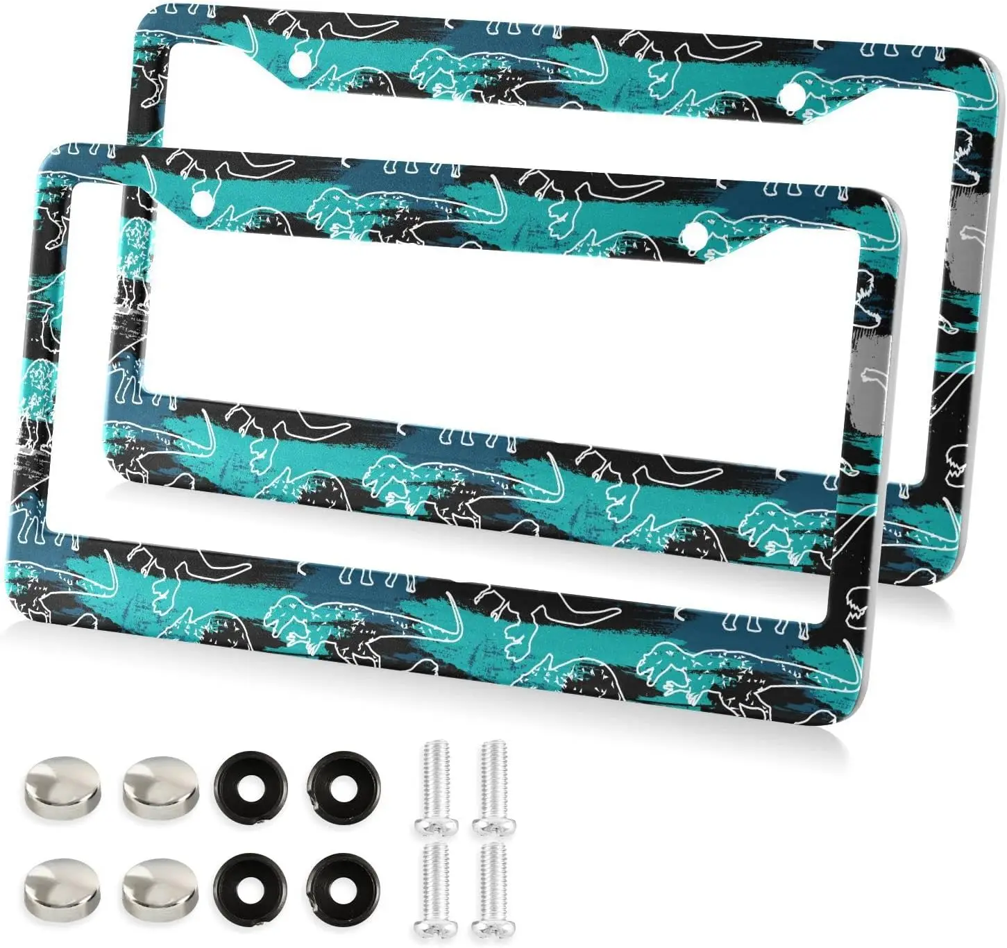 E dinosaur pattern license plate frame 2 pack license plate holder with 2 holes car tag thumb200