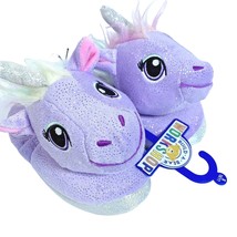 Purple Unicorn Big Eyes Character Slippers Plush Build A Bear Small 10/ ... - £5.11 GBP