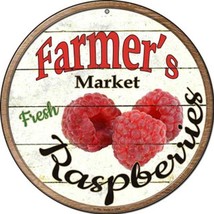 Farmer&#39;s Market Fresh Raspberries Novelty 8&quot; Metal Circular Sign NEW! - £7.06 GBP