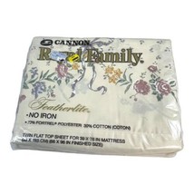 Sealed Vintage Cannon Royal Family Floral Ribbon Twin Flat Top Sheet 39”... - £22.06 GBP