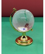 World Globe Earth Etched Glass Clear Spinning Mini Almost 4&quot; Tall Paper ... - $8.90
