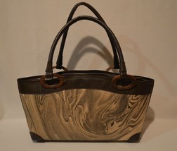 Hand Crafted Marbled Tree Bark Purse Leather Trim From Java Island Indon... - £78.94 GBP