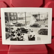 Catholic Church Procession Old Cars On Street 4.5 x 3.25 Photograph Vtg 1940s - £6.76 GBP