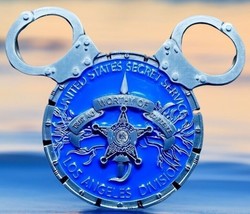 Disneyland Mickey Ears Deep Blue Disney Challenge Coin Secret Service Office - £13.33 GBP