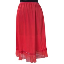 VTG 1950s Pinehurst Lingerie Red Nylon Tricot Slip Lace/Crystal Pleat He... - $59.55