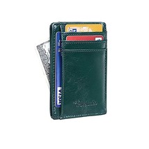 Travelambo Front Pocket Minimalist Leather Slim Wallet RFID Blocking Med... - £25.96 GBP