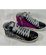 P448 Hi Top Sneakers Leopard Print &amp; Purple Size 6 1/2, Woman’s Tennis S... - $33.91