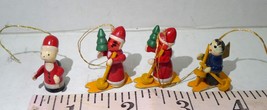 Miniature Lot  Wooden Ornaments Christmas Santas Angel Ski vintage 1990s - £3.88 GBP