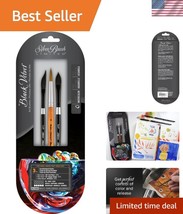 3-Piece Black Velvet Brush Set for Watercolor and Gouache - Short Handle... - $88.49